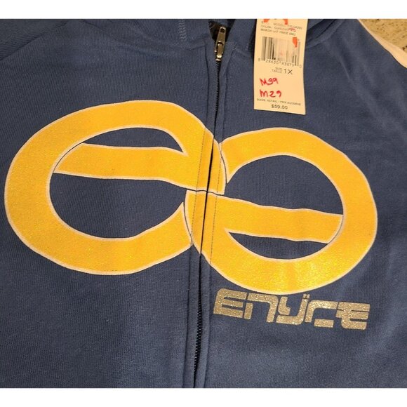 New! Vintage Enyce Womens Sz 1X Blue Gold Short Sleeve Full Zip Hoodie Y2K - Picture 5 of 12